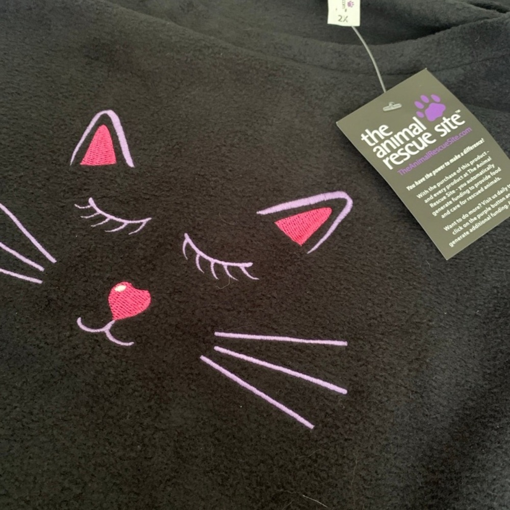 Cozy Purple and Black Cat Pajama Set 2X - Picture 2 of 3